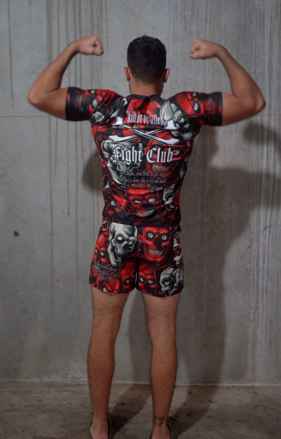 SKULL PILE FIGHT SHORTS RED