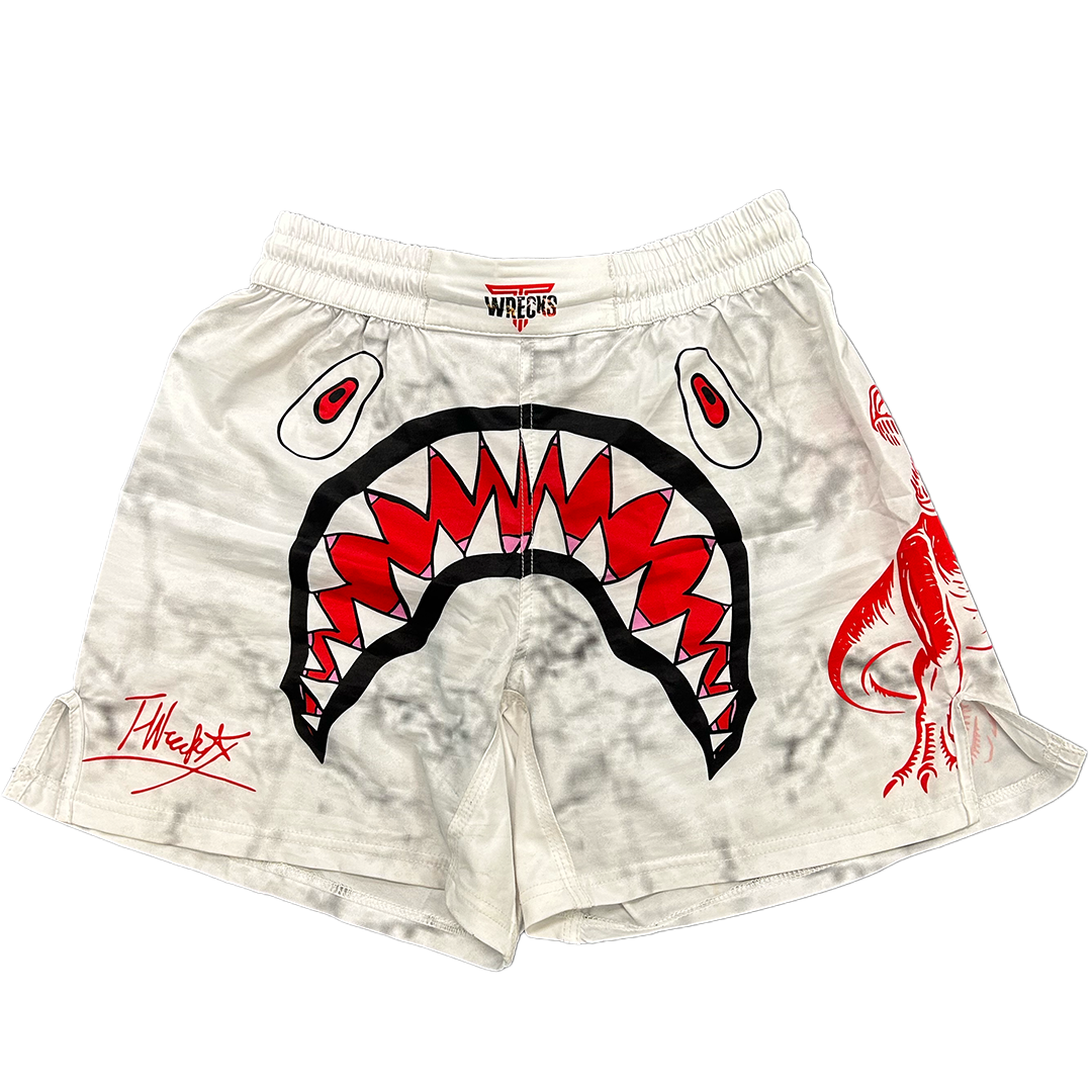 TWRECKS SIGNATURE FIGHT SHORTS WHITE