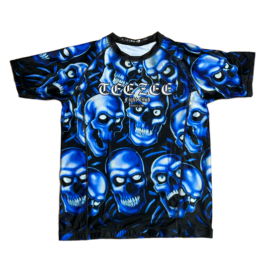 SKULL PILE RASH GUARD BLUE