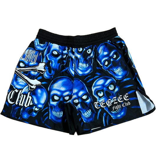 SKULL PILE FIGHT SHORTS BLUE
