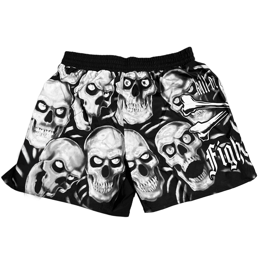 SKULL PILE FIGHT SHORTS GRAPHITE