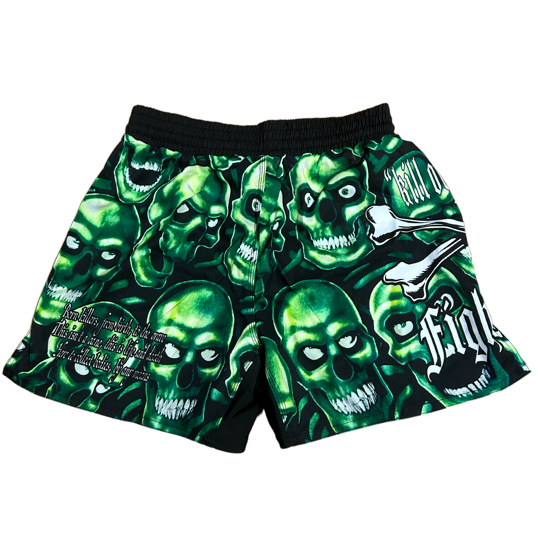 SKULL PILE FIGHT SHORTS GREEN