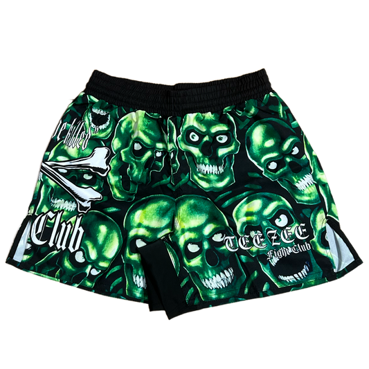 SKULL PILE FIGHT SHORTS GREEN