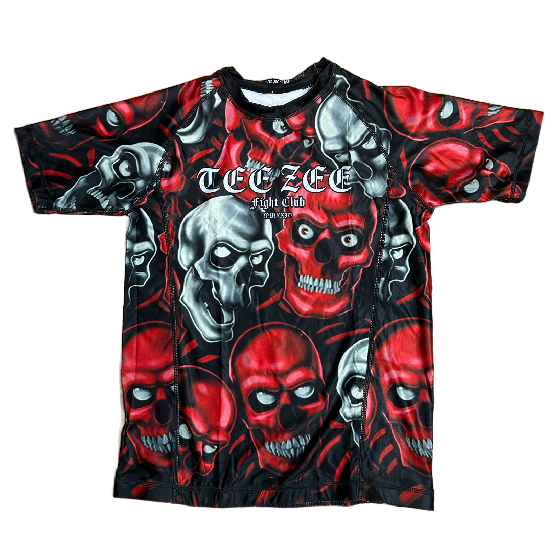 SKULL PILE RASH GUARD RED