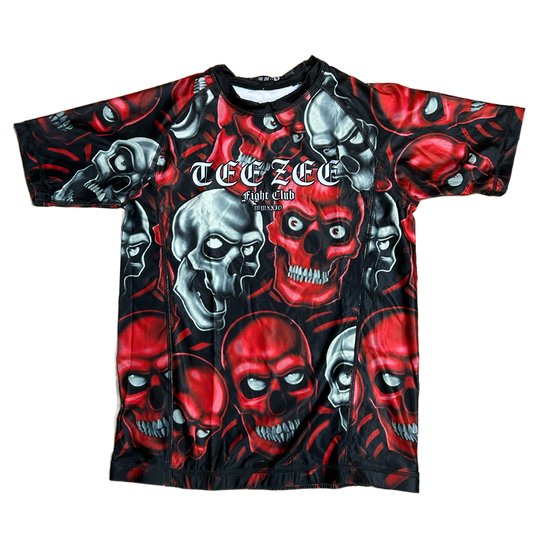 SKULL PILE RASH GUARD RED