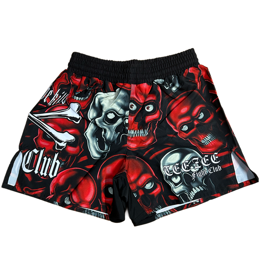 SKULL PILE FIGHT SHORTS RED