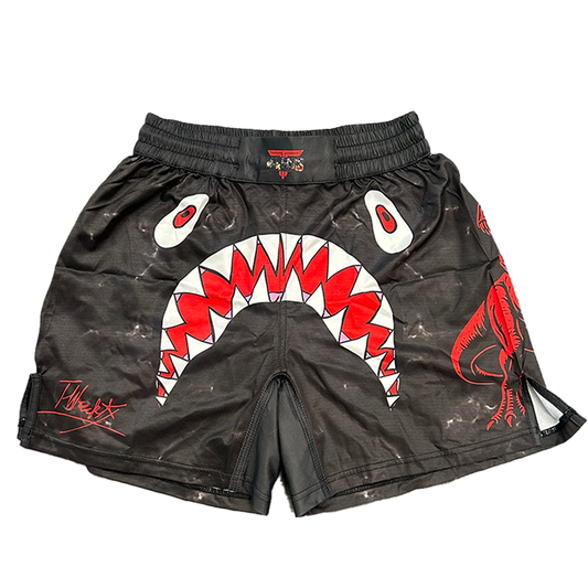 TWRECKS SIGNATURE FIGHT SHORTS BLACK