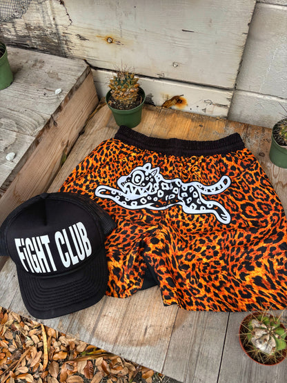 LEOPARD PRINT FIGHT SHORTS