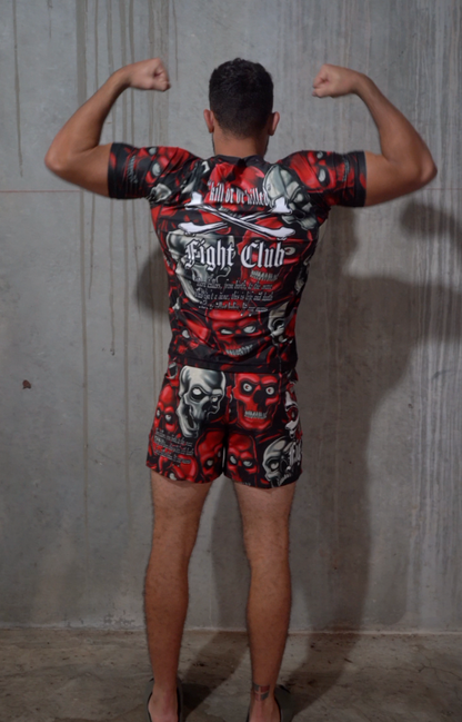 SKULL PILE RASH GUARD RED