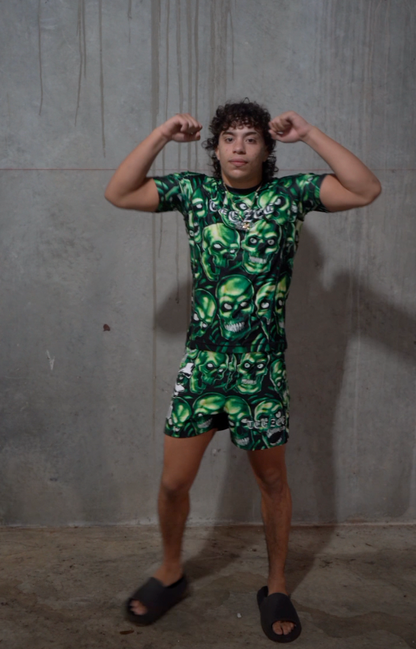 SKULL PILE RASH GUARD GREEN