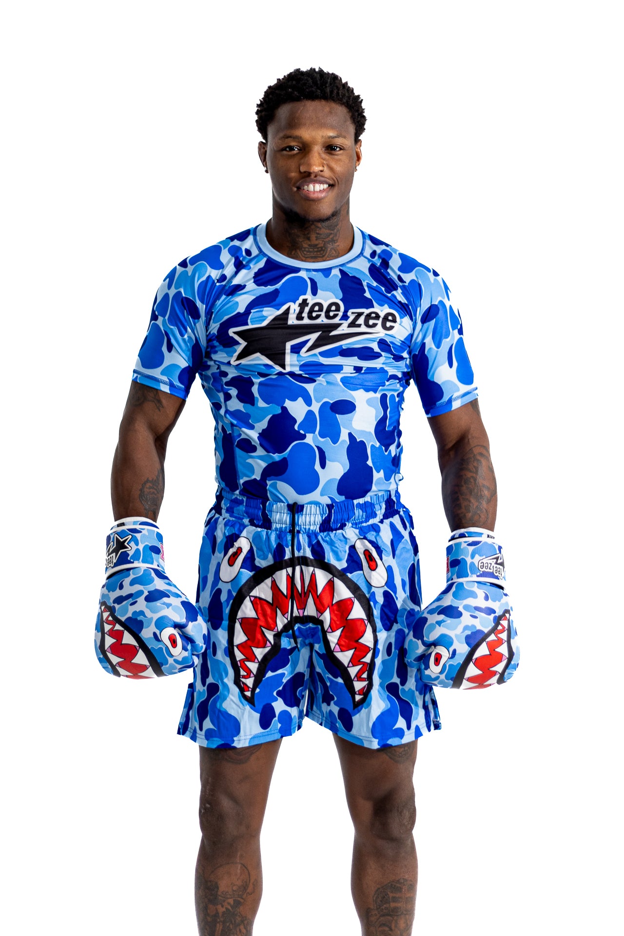 GLACIER BLUE FIGHTSTA SHORTS – TEE ZEE FIGHT CLUB