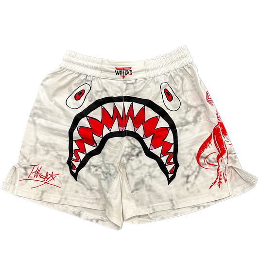 TWRECKS SIGNATURE FIGHT SHORTS WHITE