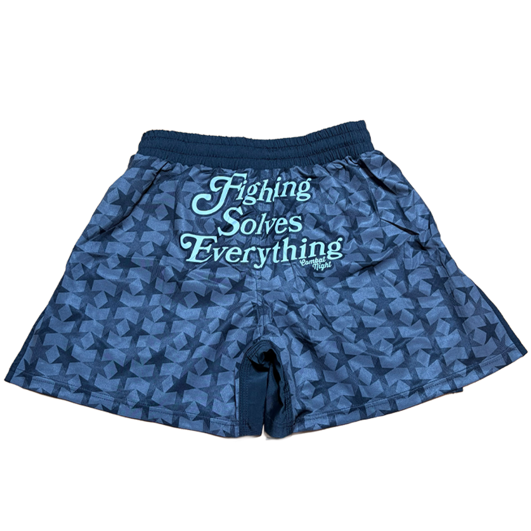 FIGHTING SOLVES EVERYTHING FIGHT SHORTS BLACK