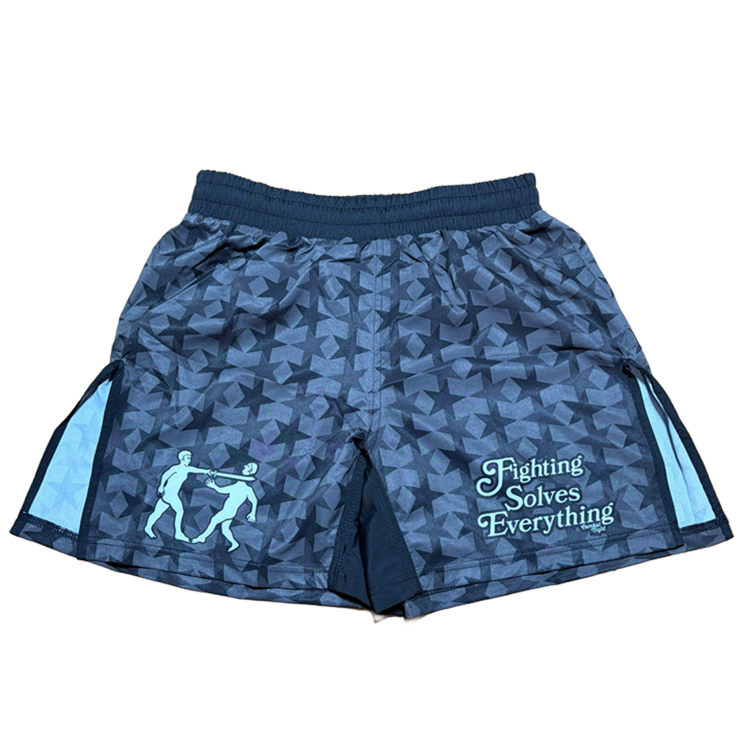 FIGHTING SOLVES EVERYTHING FIGHT SHORTS BLACK