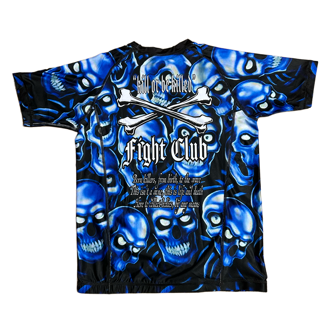 SKULL PILE RASH GUARD BLUE
