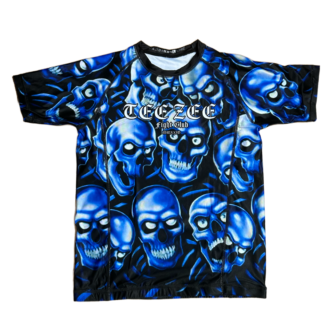SKULL PILE RASH GUARD BLUE