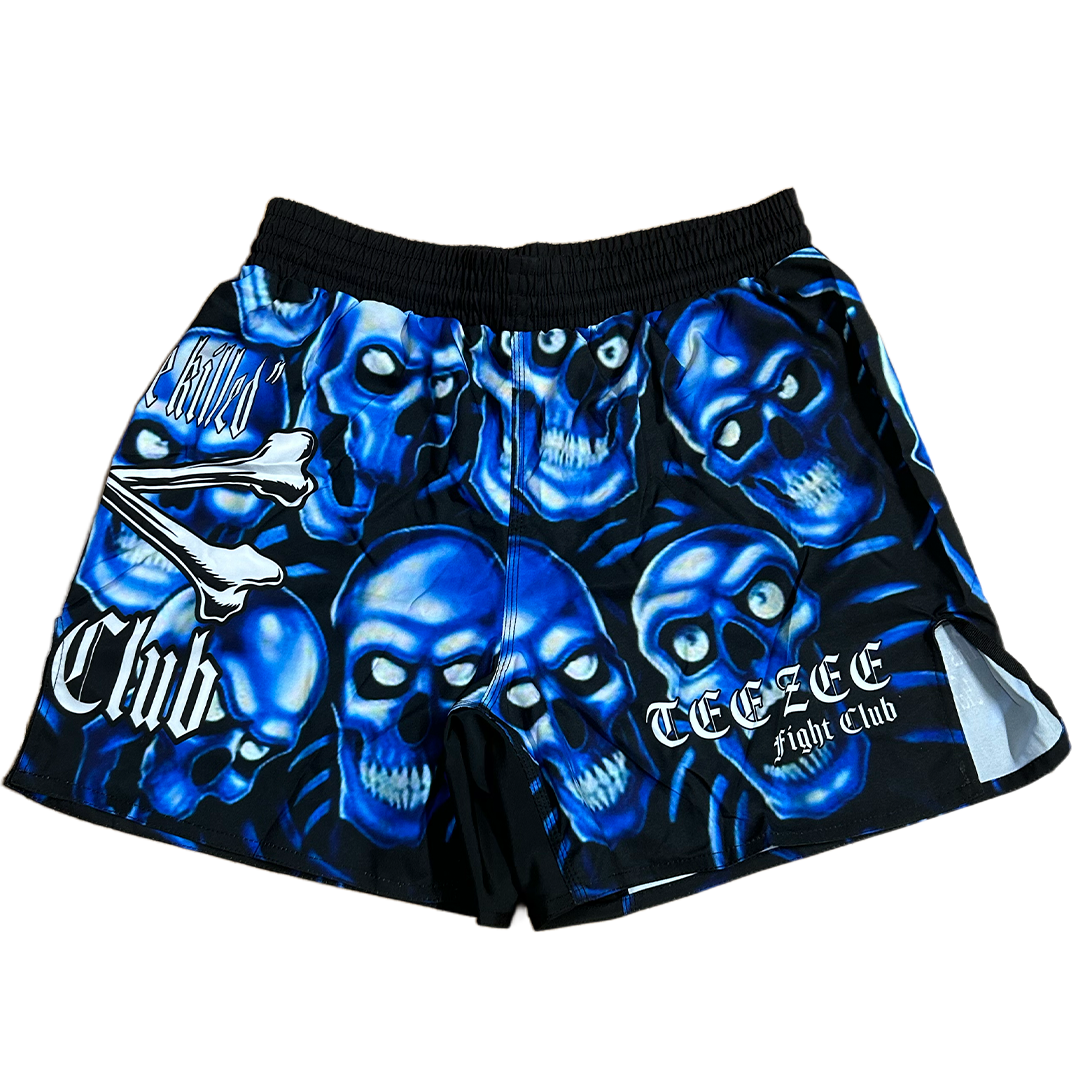 SKULL PILE FIGHT SHORTS BLUE