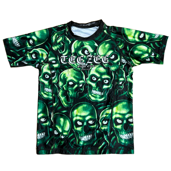 SKULL PILE RASH GUARD GREEN – TEE ZEE FIGHT CLUB