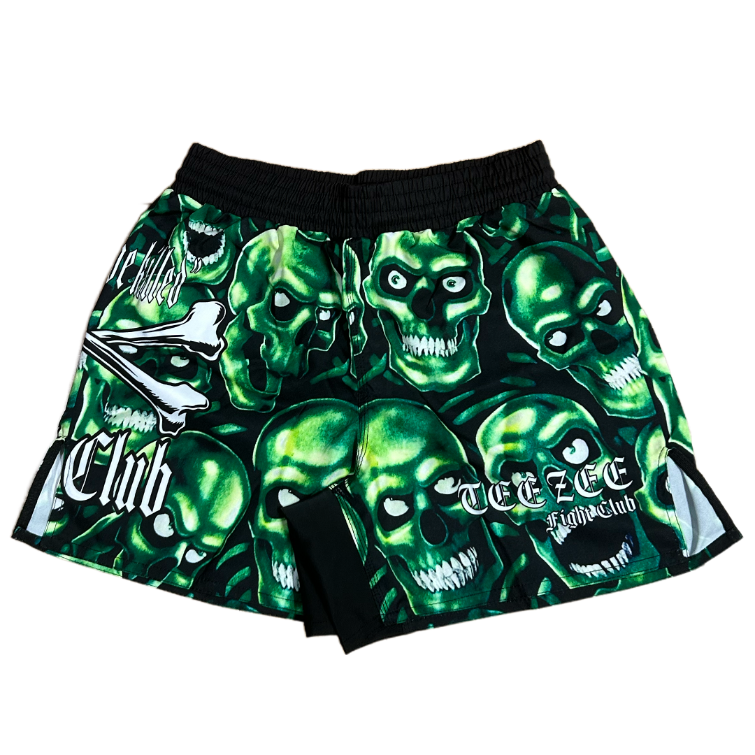 SKULL PILE FIGHT SHORTS GREEN