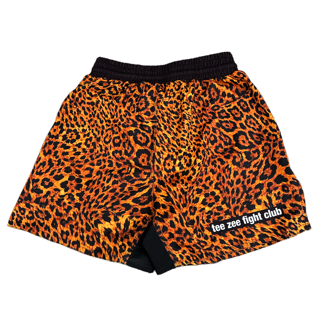 LEOPARD PRINT FIGHT SHORTS