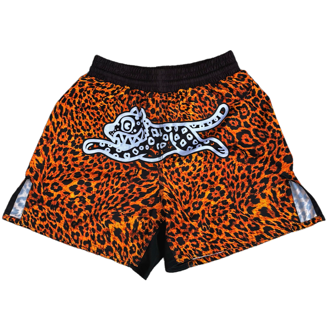LEOPARD PRINT FIGHT SHORTS