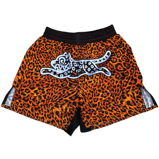 LEOPARD PRINT FIGHT SHORTS