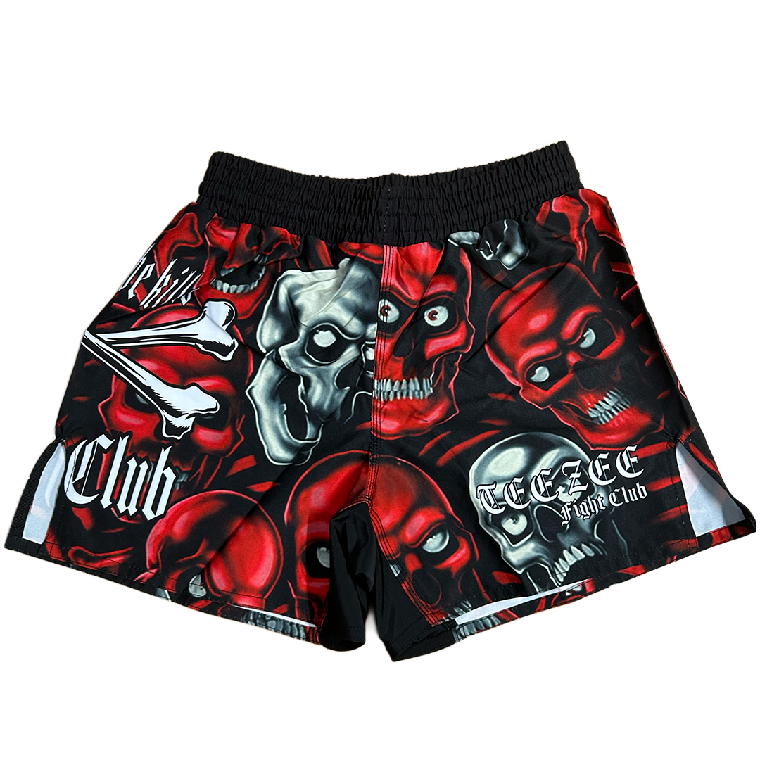 SKULL PILE FIGHT SHORTS RED