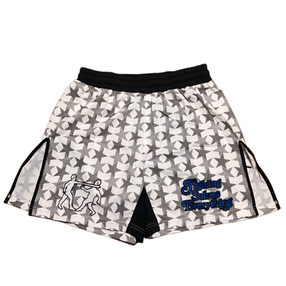 FIGHTING SOLVES EVERYTHING FIGHT SHORTS WHITE